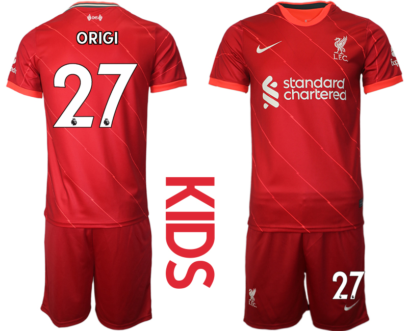 Youth 2021-2022 Club Liverpool home red #27 Soccer Jersey